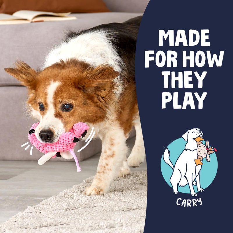 goDog Checkers Just for Me Flying Pig Squeaky Plush Dog Toy with Chew Guard Technology, Durable Fabric & Squeaker for Active Play, Pink, Mini - Image 5